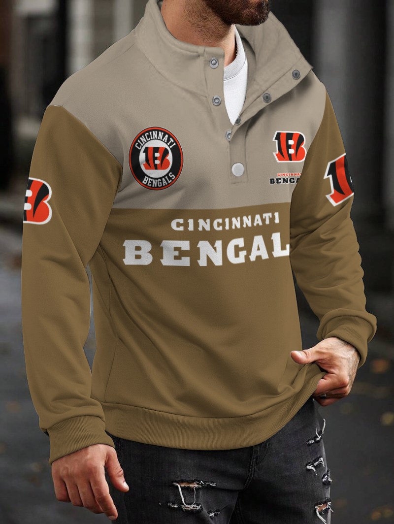 Cincinnati Bengals Casual Colorful Stand Collar Sweatshirt
