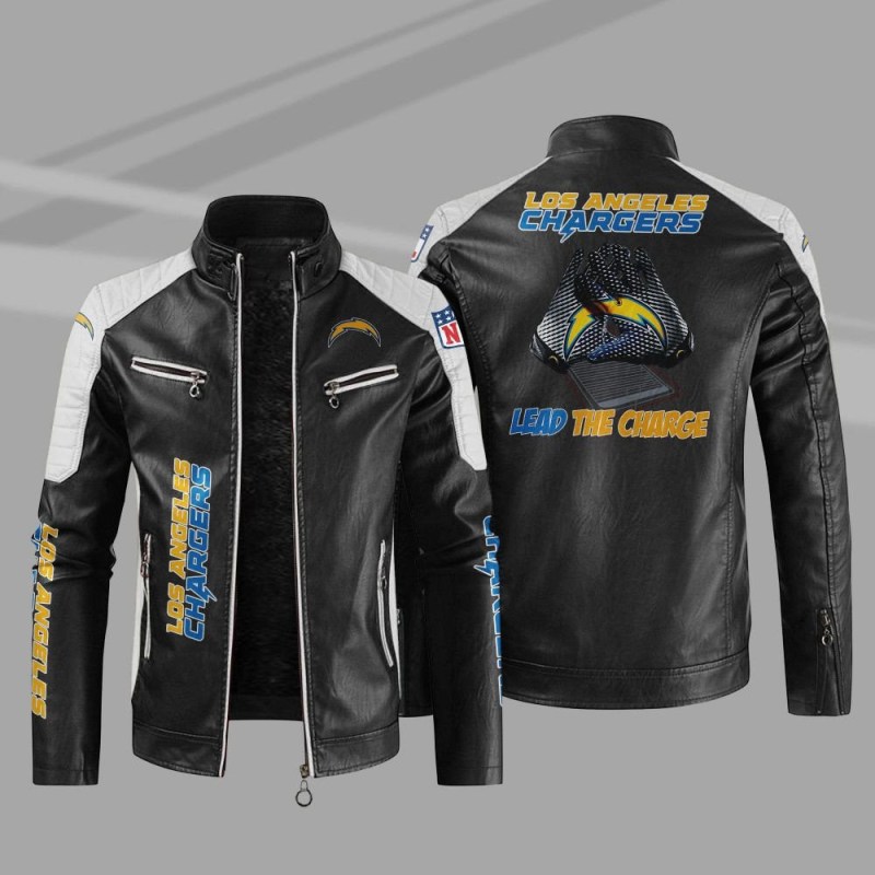 Los Angeles Chargers Stand Collar Leather Jacket