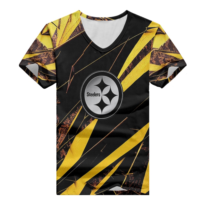 Pittsburgh Steelers V-neck T-shirt Image 3