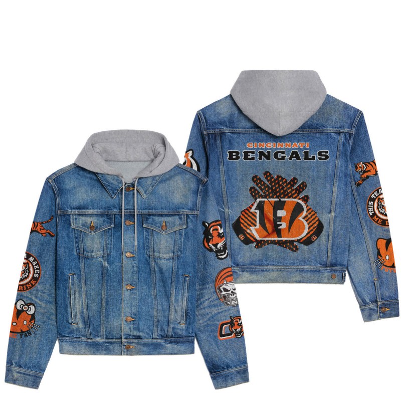 Cincinnati Bengals Premium Hooded Denim Jacket