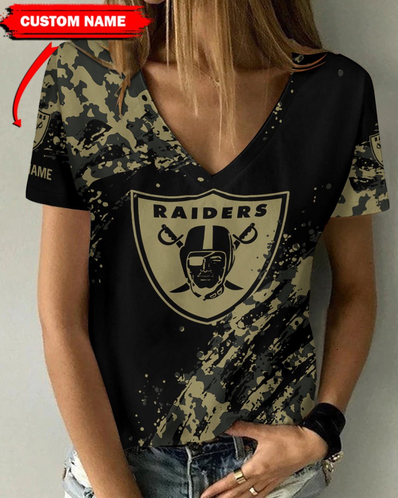 Las Vegas Raiders Personalized Summer V-neck Women's T-shirt