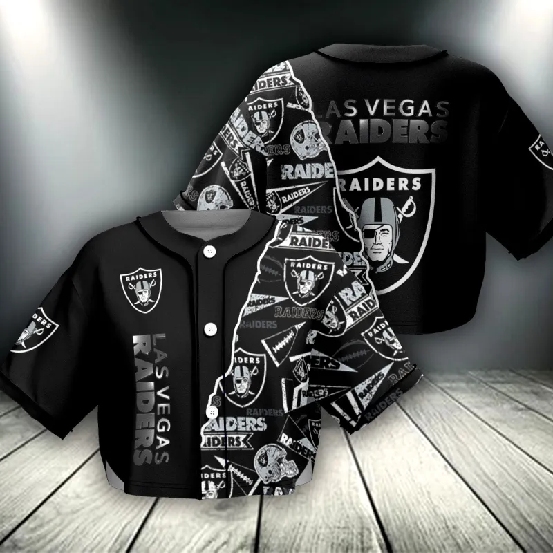Las Vegas Raiders Crop Top Baseball Jersey Image 1