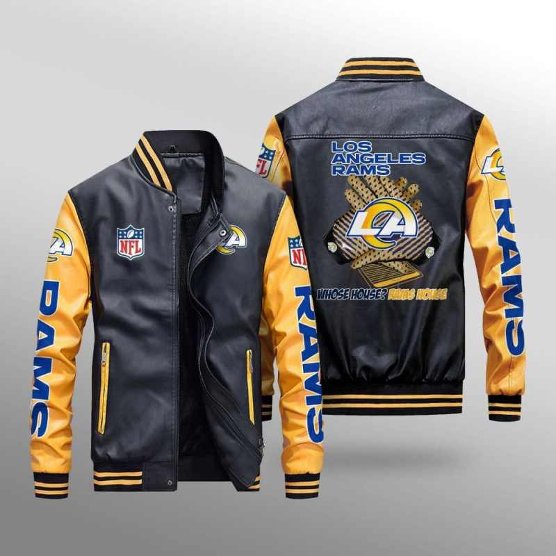 Los Angeles Rams Leather Bomber Jacket Side View