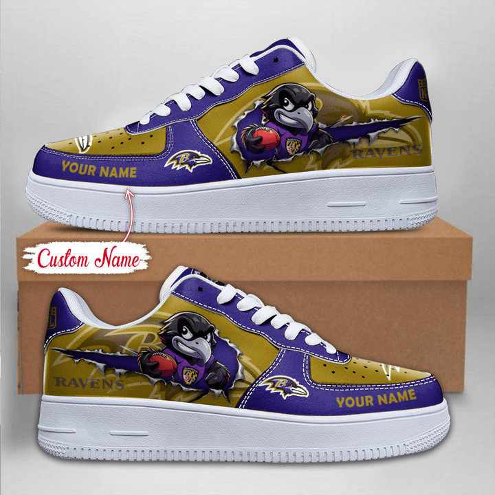 NFL Baltimore Ravens Custom Name Air Force 1 Sneaker 2