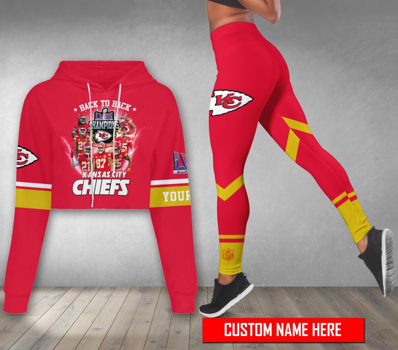 Kansas City Chiefs Personalized Combo Croptop Hoodie and Leggings