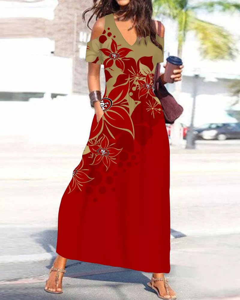 San Francisco 49ers Women's V-Neck Maxi Dress