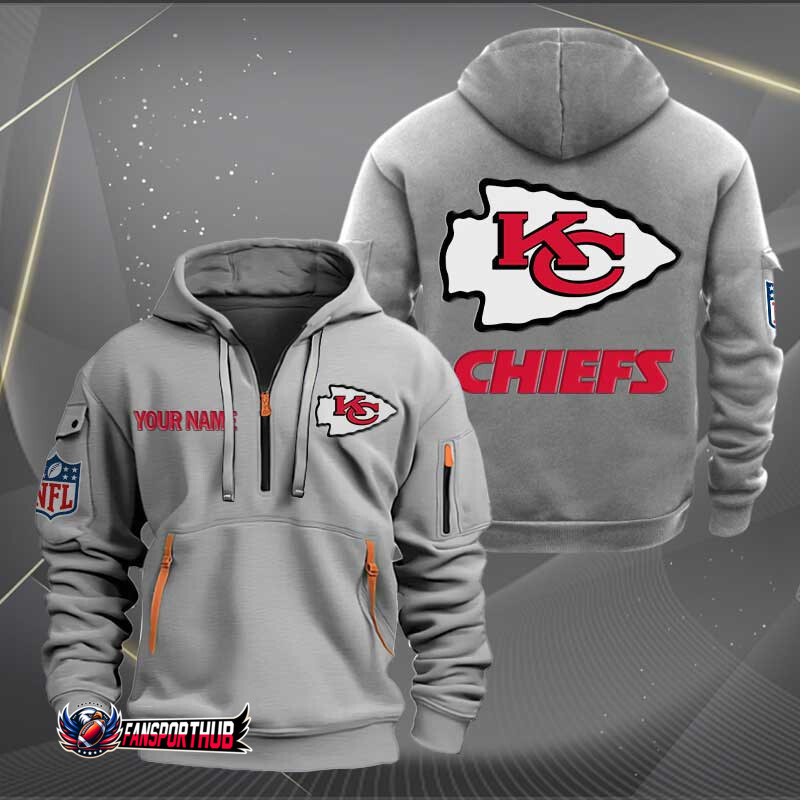 Front View of Kansas City Chiefs Quarter Zip Hoodie