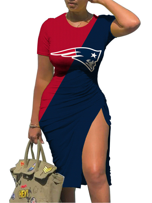 New England Patriots Slit Bodycon Dress