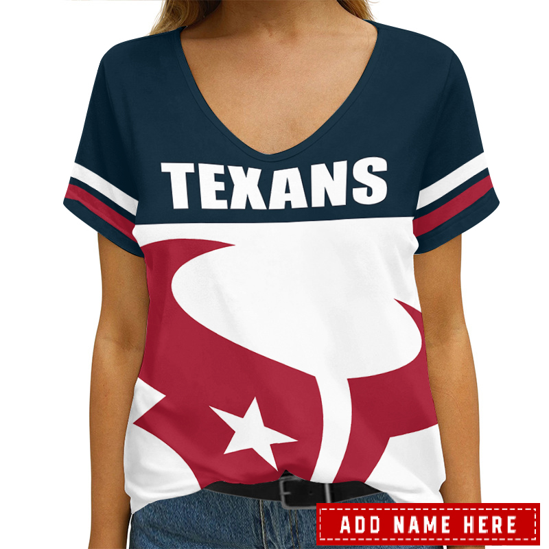 Houston Texans Personalized V-Neck Women T-shirt