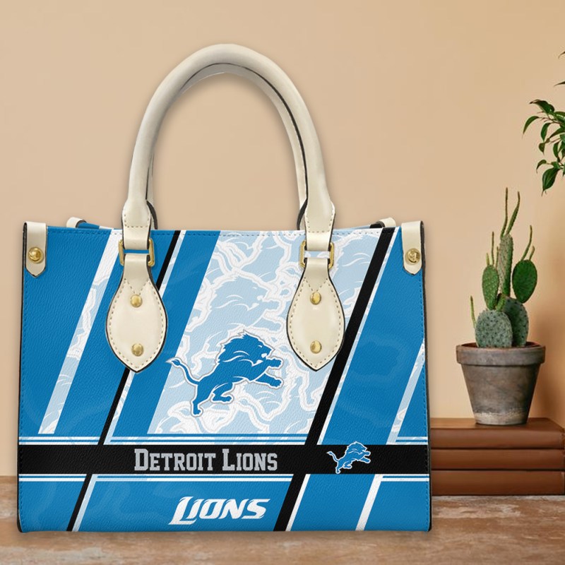 Detroit Lions Personalized Leather Hand Bag Detailed View