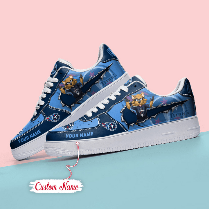 NFL Tennessee Titans Custom Name Air Force 1 Sneaker Top View