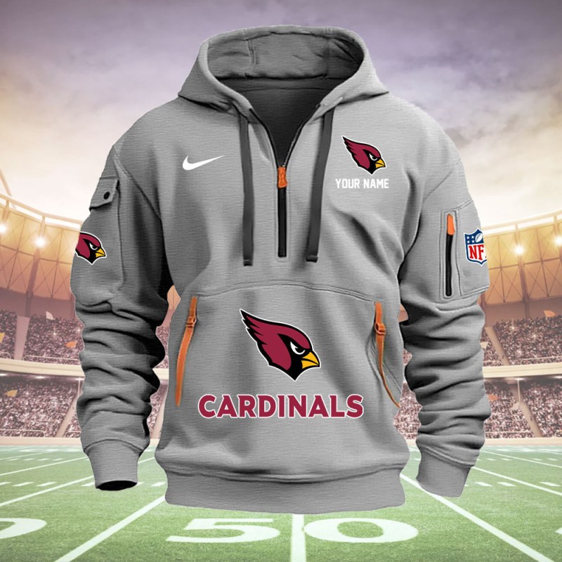 Arizona Cardinals Personalized Quarter Zip Hoodie - Image 4