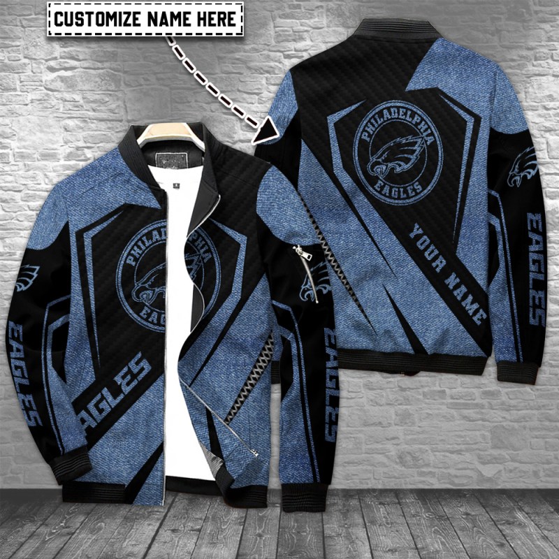 Philadelphia Eagles Personalized Bomber Jacket Front View