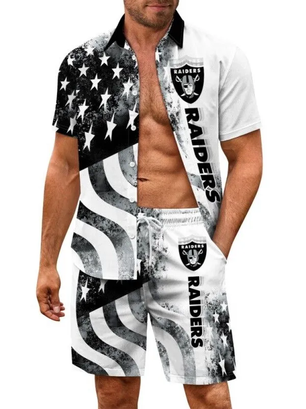 Las Vegas Raiders Combo Hawaiian Shirt and Shorts