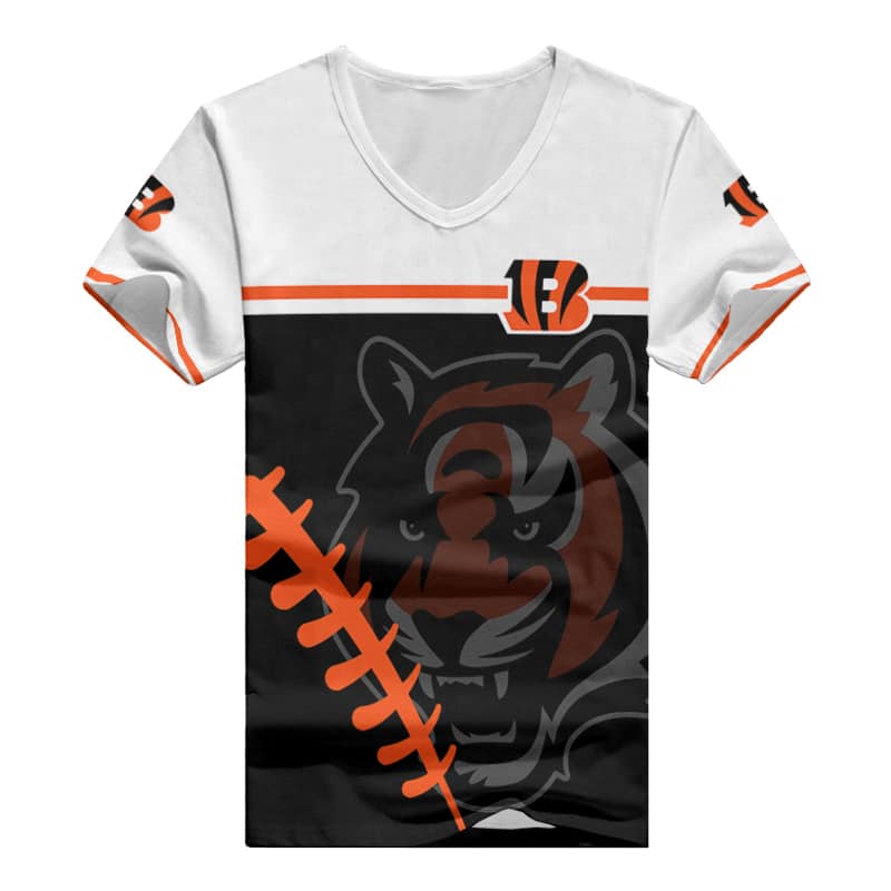 Cincinnati Bengals V-neck Women T-shirt Side View