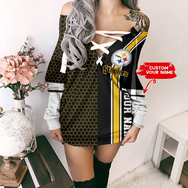 Pittsburgh Steelers Personalized Lace-Up Sweatshirt