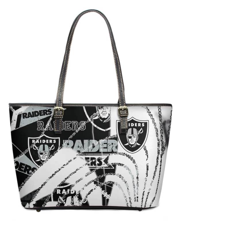 Las Vegas Raiders Women Leather Tote Hand Bag BB43 Side View
