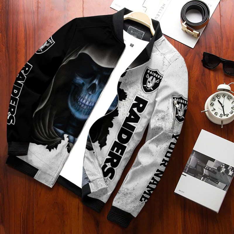 Las Vegas Raiders Personalized Bomber Jacket Back
