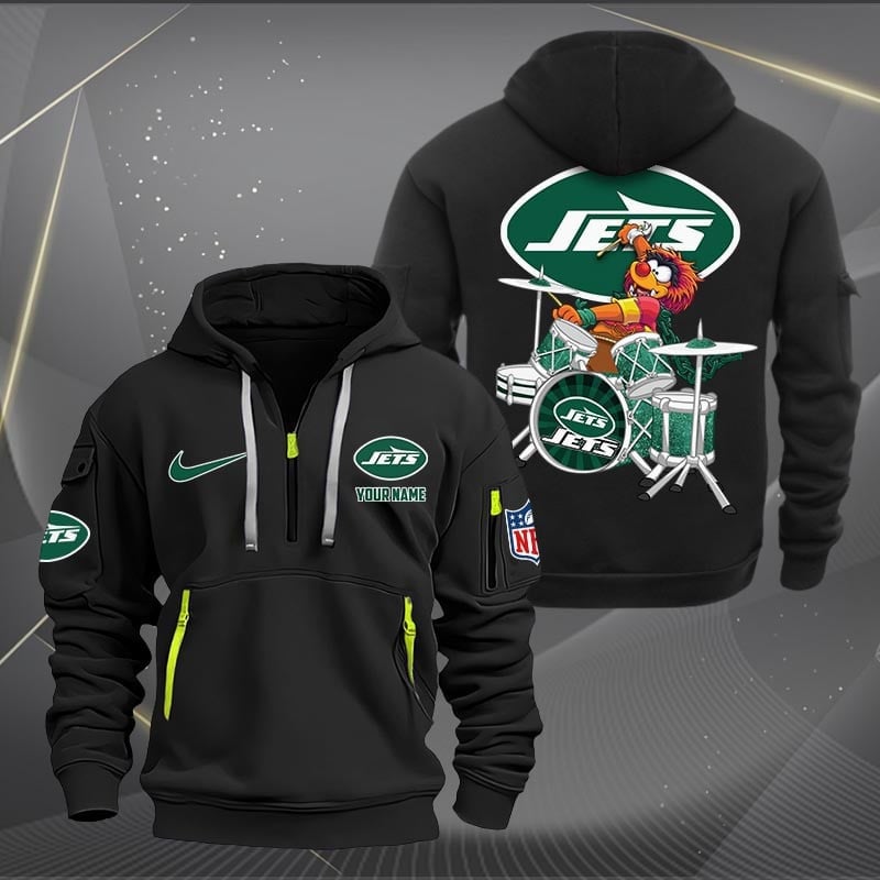 New York Jets Quarter Zip Hoodie Front View
