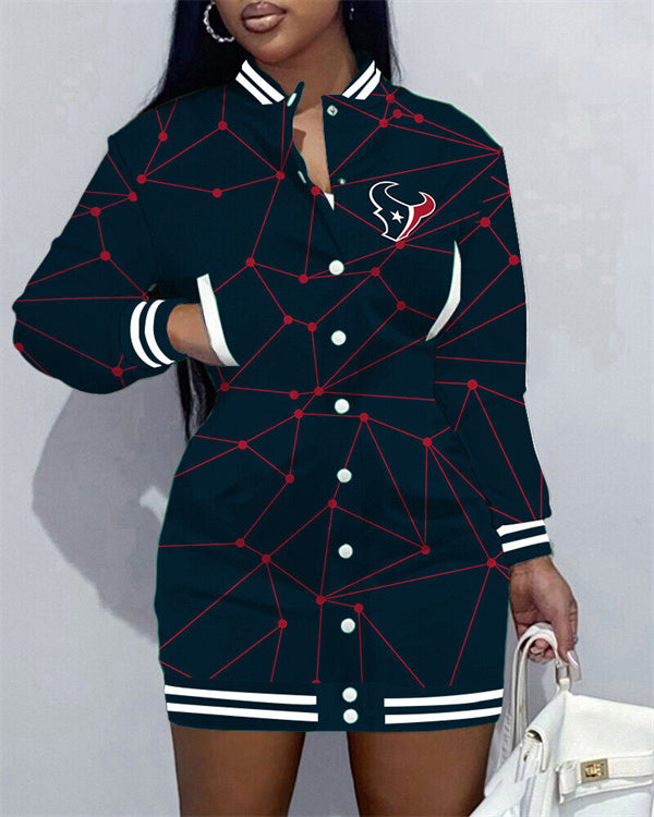 Houston Texans Women Button Down Jacket Dress