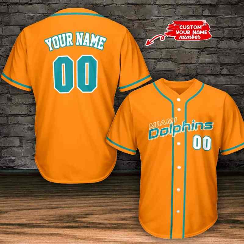 Miami Dolphins Personalized Baseball Jersey Orange