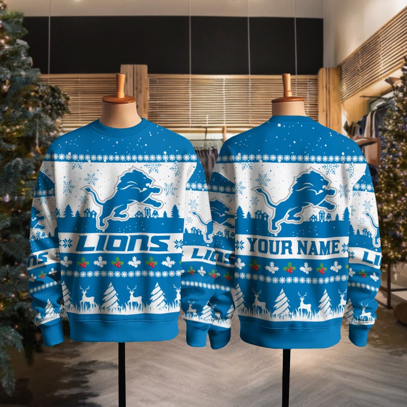 Detroit Lions Christmas Sweater - Full View