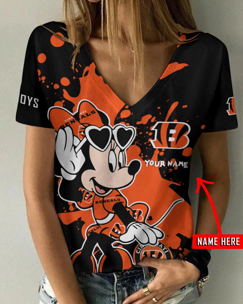 Cincinnati Bengals Personalized Summer V-neck T-shirt