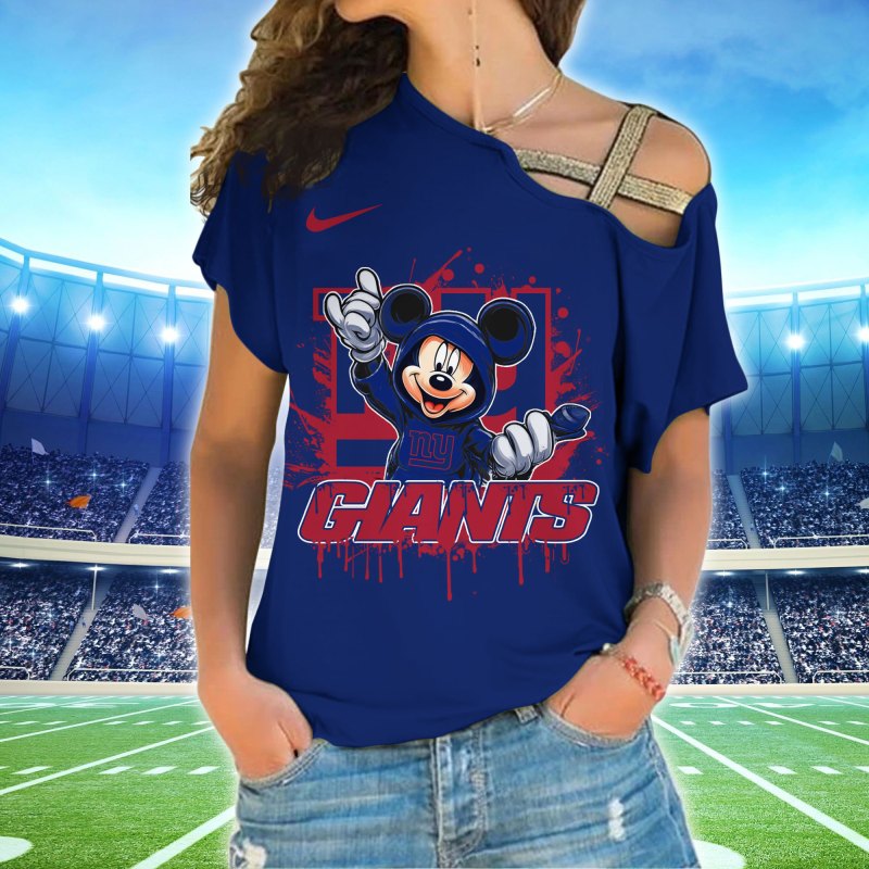 New York Giants Women's Cross Strap Shoulder Shirt Front View