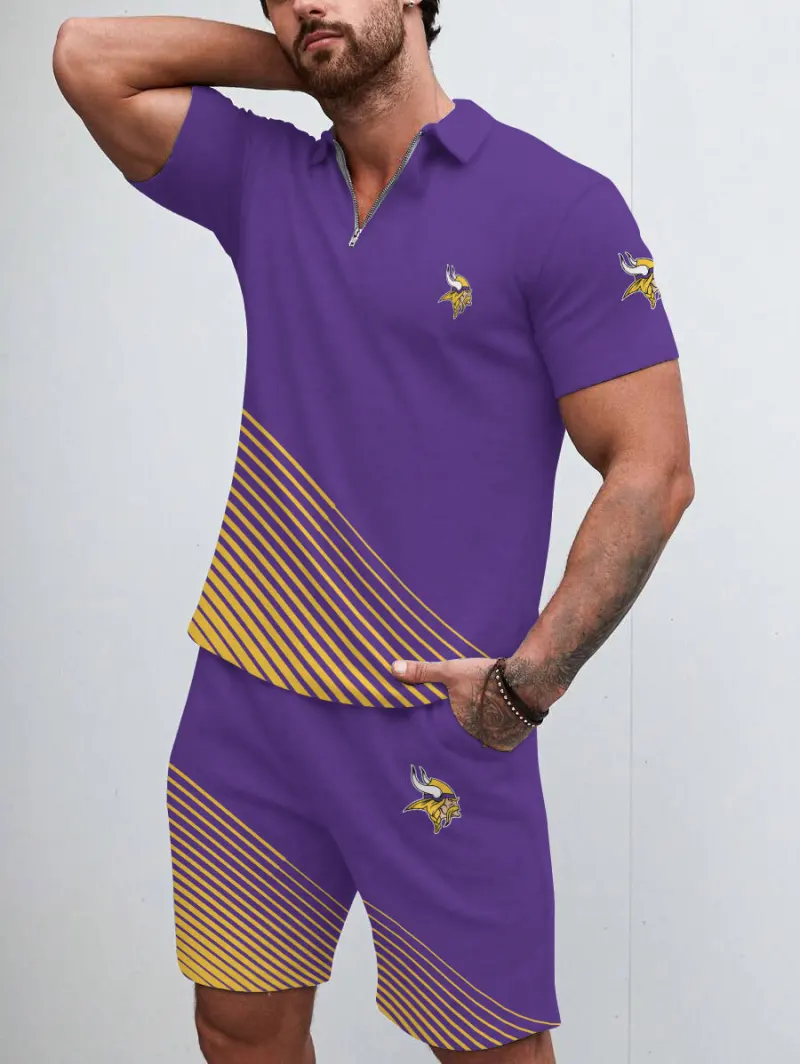 Minnesota Vikings Limited Edition ZIP Polo Shirt And Shorts Two-Piece Suit