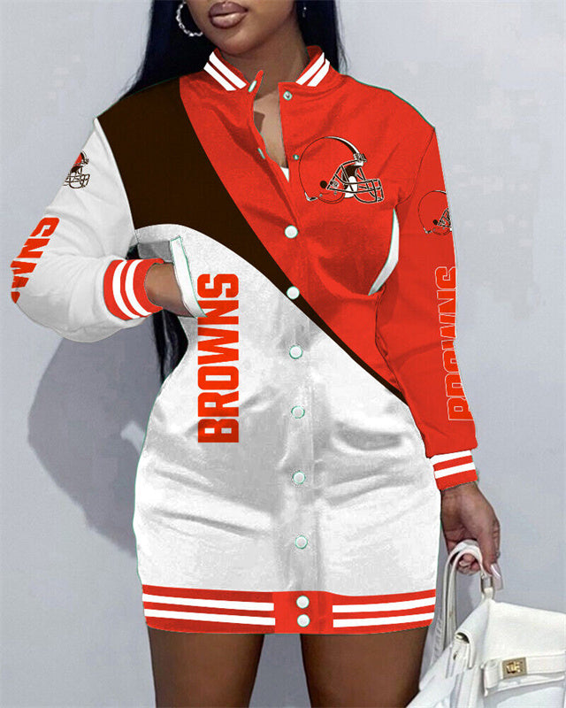 Cleveland Browns Women Button Down Jacket Dress