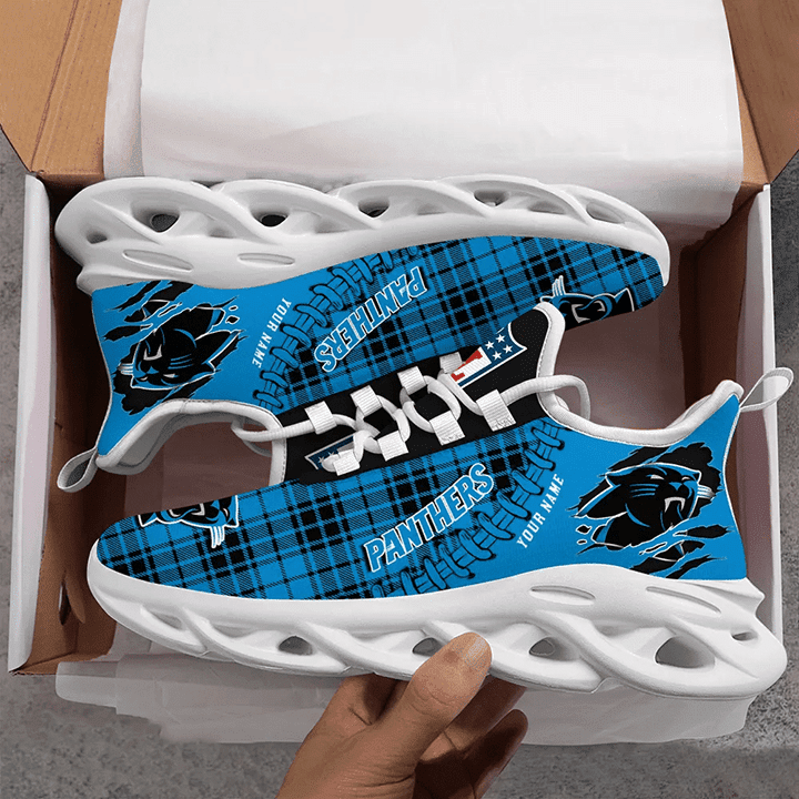 Carolina Panthers Personalized Yezy Running Sneakers