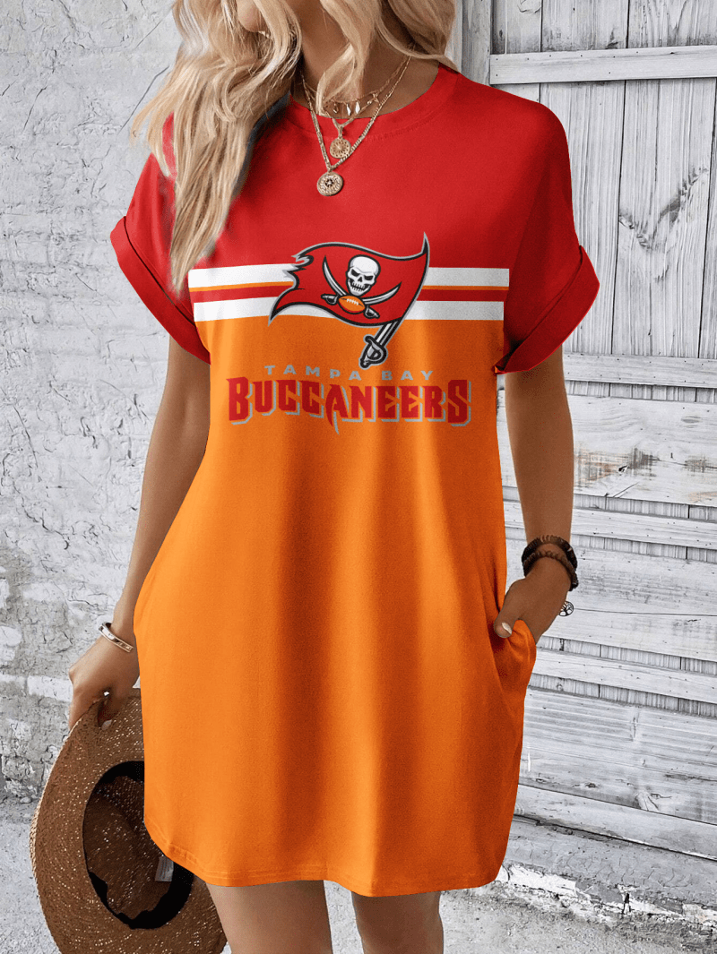 Tampa Bay Buccaneers Women Hidden Pocket Batwing Casual Dress