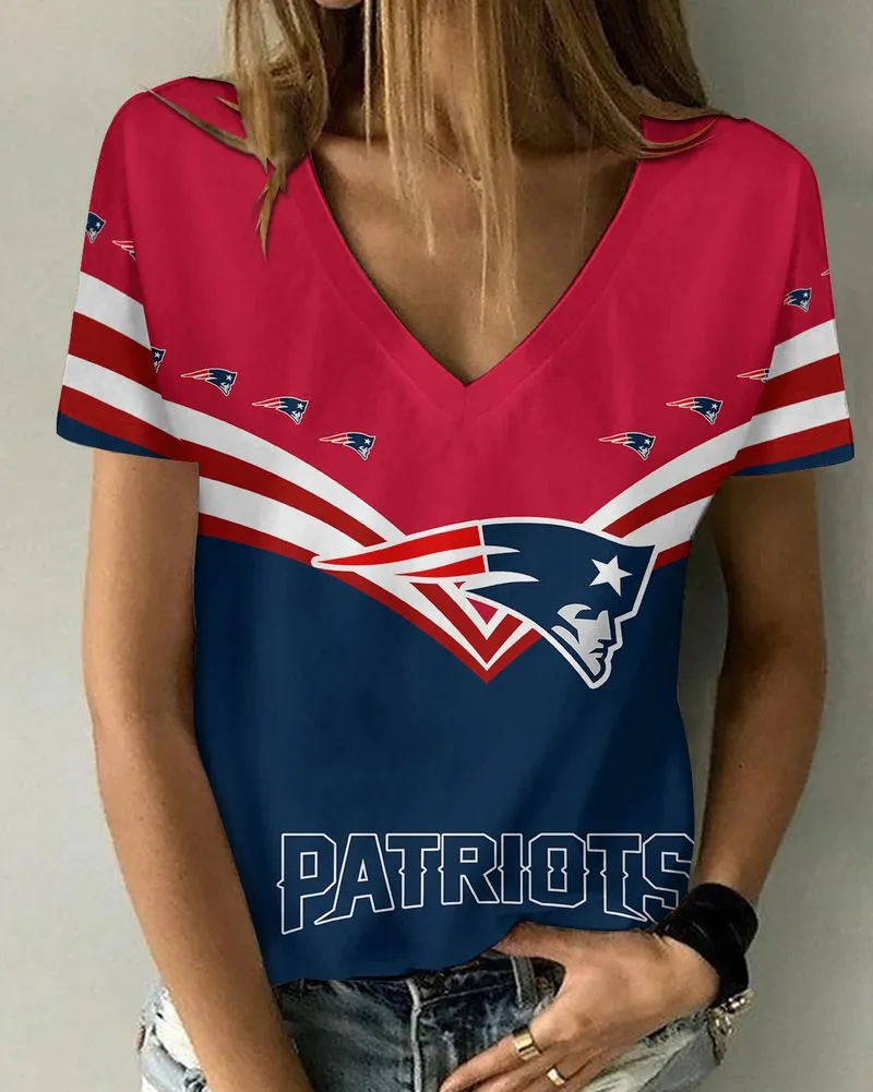 New England Patriots V-neck T-shirt Women