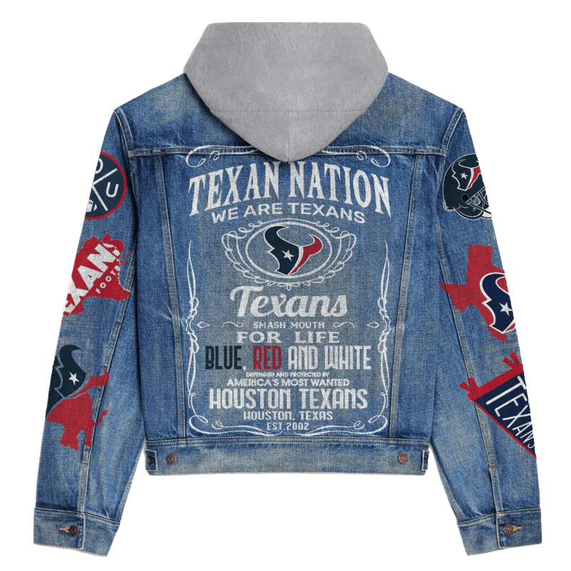 Houston Texans Hooded Denim Jacket - Back Design