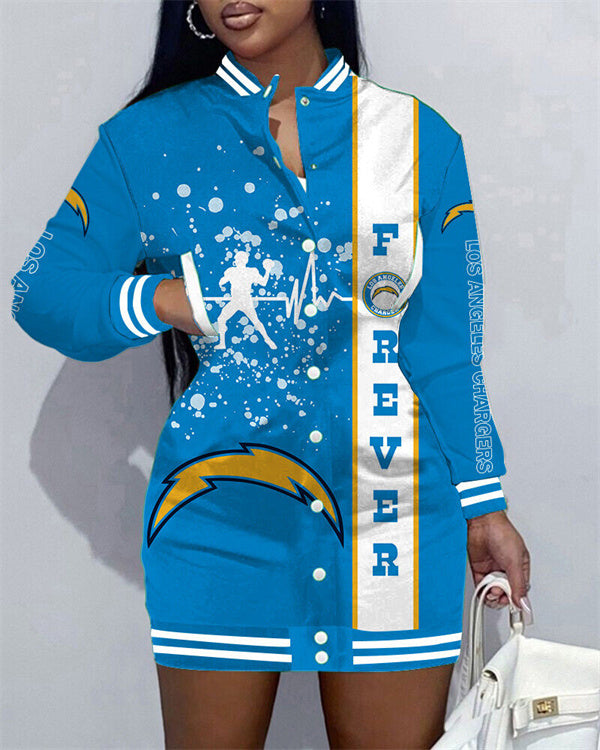 Los Angeles Chargers Women Button Down Jacket Dress