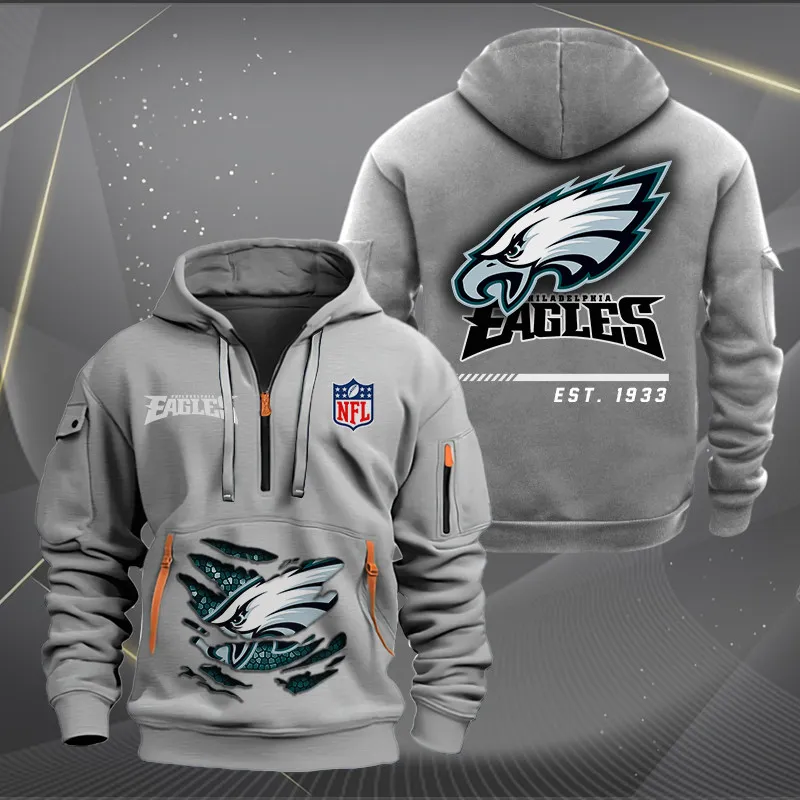 Philadelphia Eagles New Personalized Quarter Zip Hoodie
