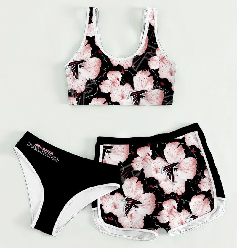 Atlanta Falcons Women's Sports Set - 3-Piece Crop Tank Top Underwear Shorts