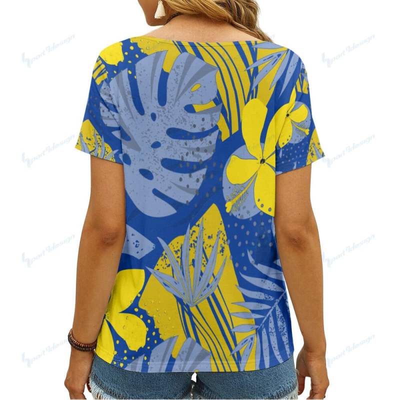 Los Angeles Rams Summer V-neck Women T-shirt - Back View