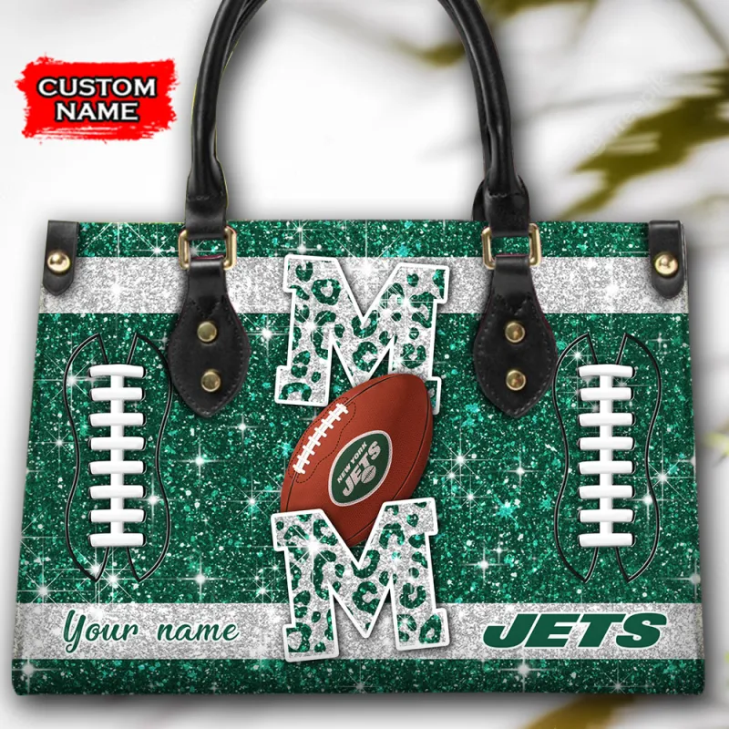 New York Jets Personalized Leather Hand Bag Image 2