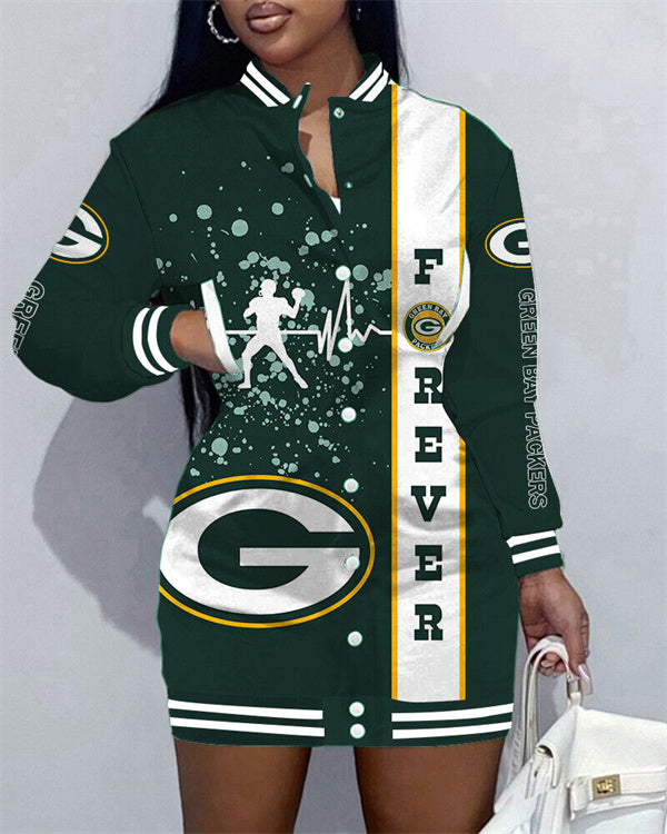 Green Bay Packers Women Button Down Jacket Dress
