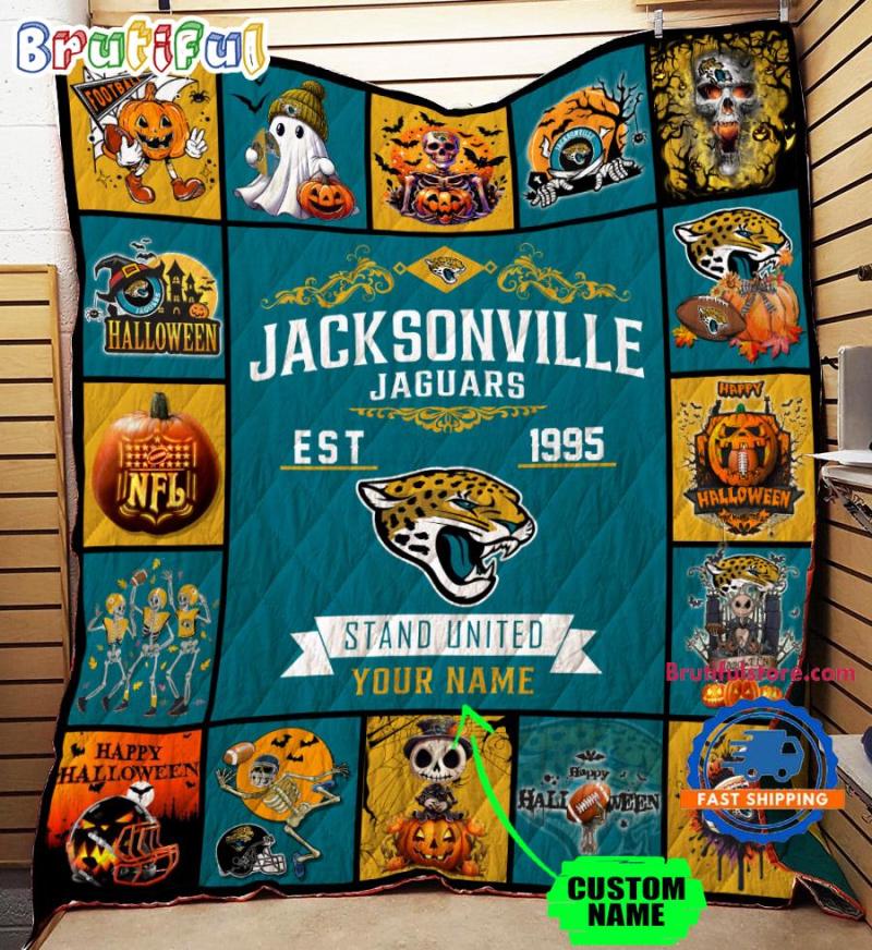 Jacksonville Jaguars Special Pumpkin Halloween Quilt Blanket