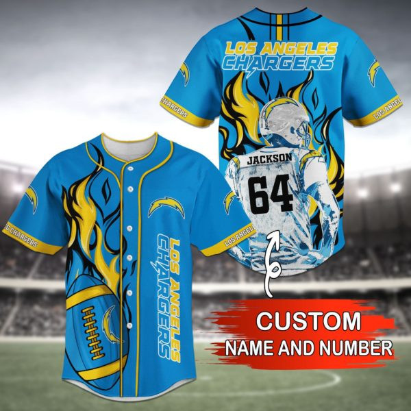 Los Angeles Chargers Personalized Baseball Jersey