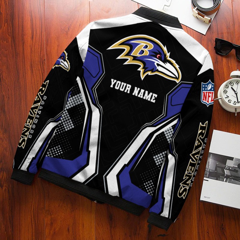 Baltimore Ravens Personalized Bomber Jacket Back View