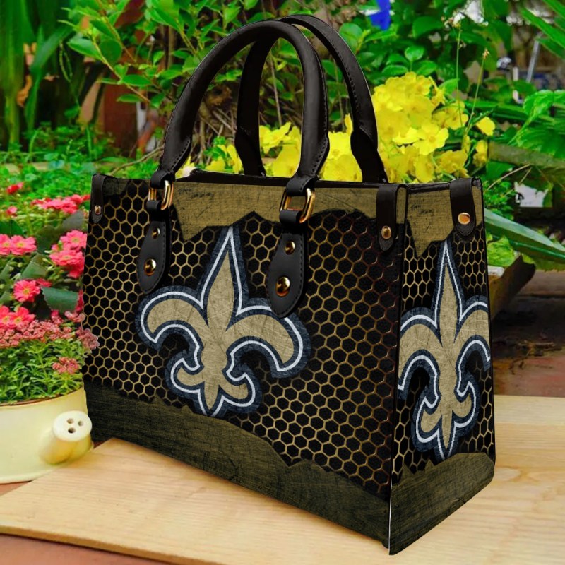 New Orleans Saints Leather Hand Bag Side View