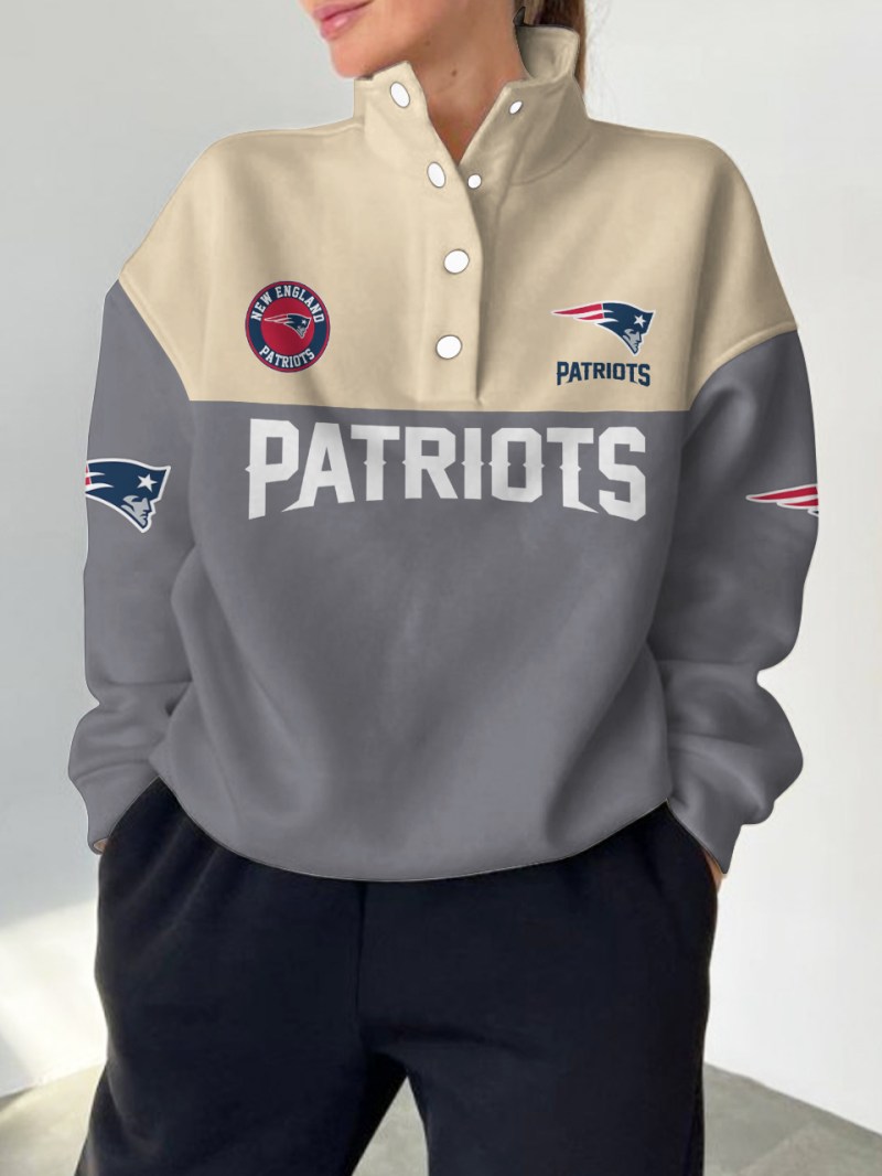 New England Patriots Casual Colorful Stand Collar Sweatshirt