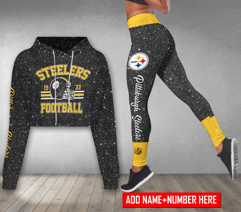 Pittsburgh Steelers Combo Croptop Hoodie and Leggings