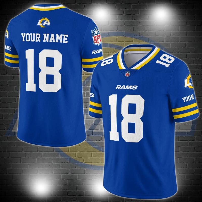 Los Angeles Rams Personalized V-neck Football Jersey - Front View