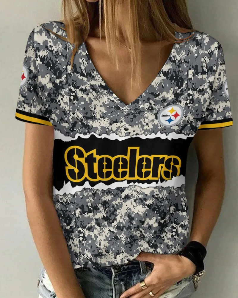Pittsburgh Steelers Womens V-Neck T-shirt
