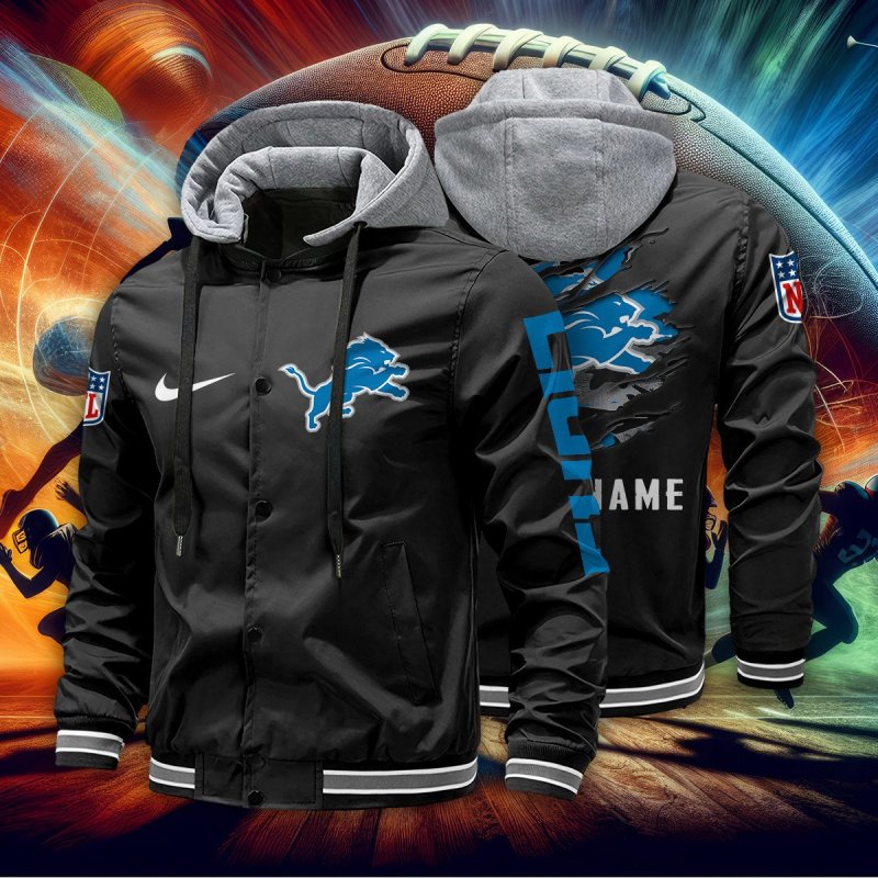 Detroit Lions Personalized Baseball Jacket