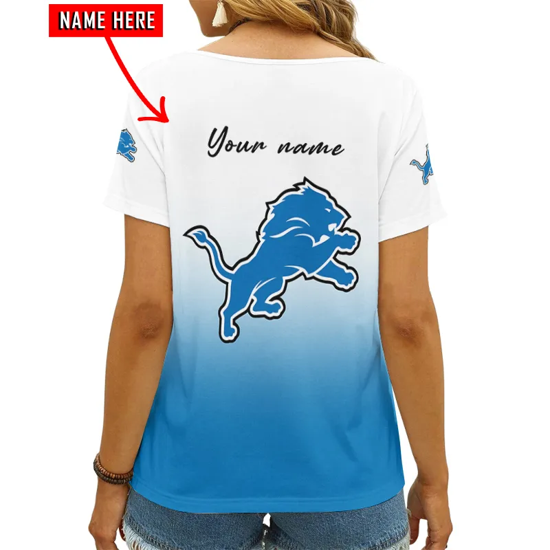 Detroit Lions V-neck Women T-shirt Style